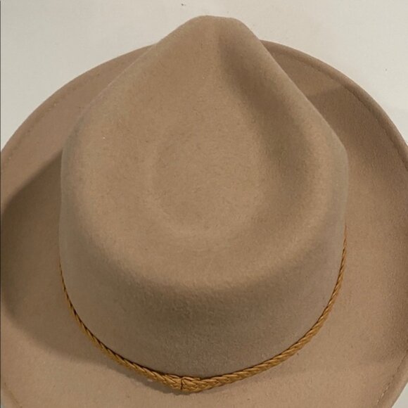 Tan Wool Fedora Hat with Rope Detail, Size 57cm, Classic Casual Style - Picture 6 of 13